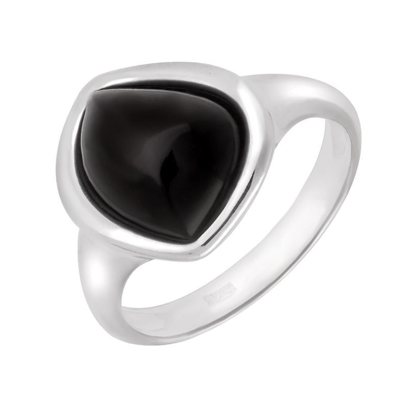 Sterling Silver Whitby Jet Acorn Shaped Ring. R912.