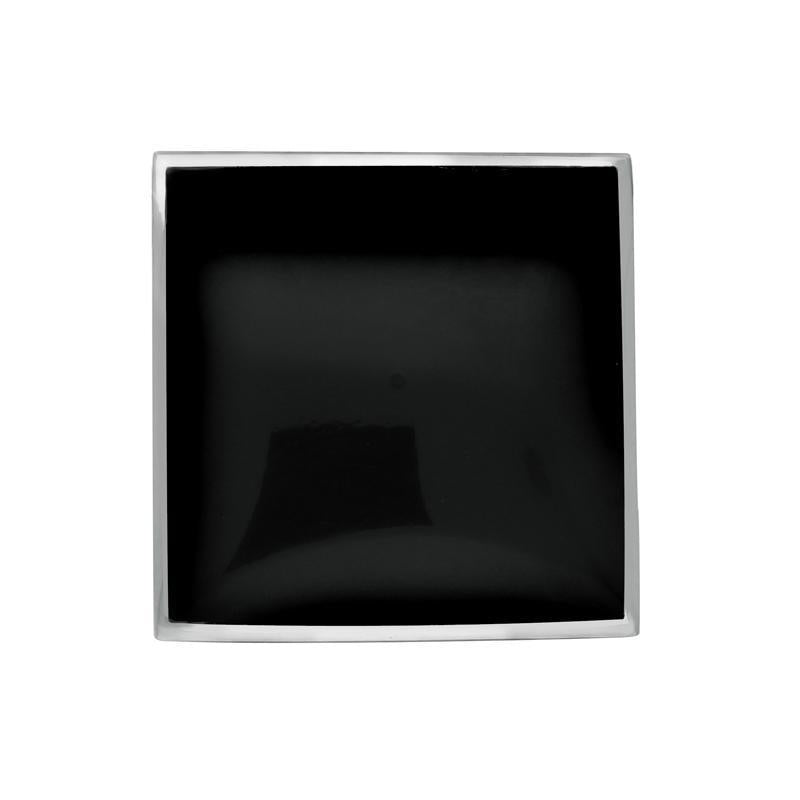 Sterling Silver Whitby Jet Contemporary Square Brooch. M084.
