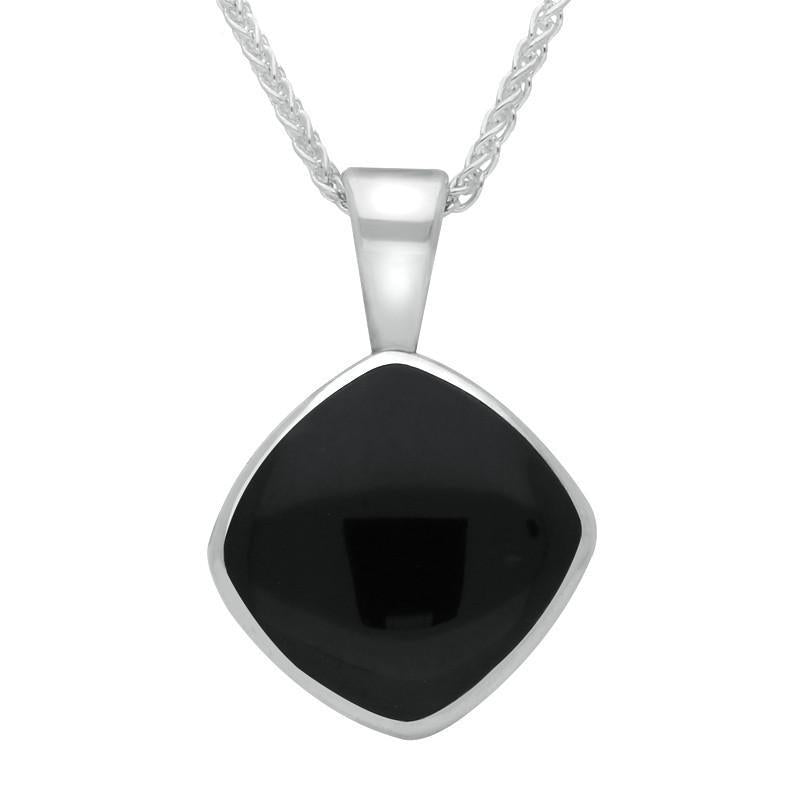 Sterling Silver Whitby Jet Cushion Shaped Necklace P021