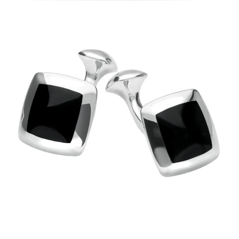 Sterling Silver Whitby Jet Domed Square Cufflinks CL519