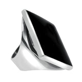 Sterling Silver Whitby Jet Large Rhombus Ring. R608.