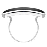 Sterling Silver Whitby Jet Lineaire Long Oval Ring. R1005.