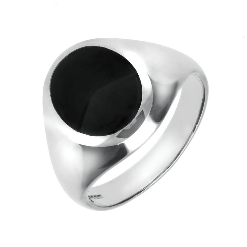 Sterling Silver Whitby Jet Medium Oval Signet Ring R189
