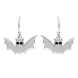 Sterling Silver Whitby Jet Small Bat Two Piece Set