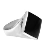Sterling Silver Whitby Jet Small Rhombus Ring R606