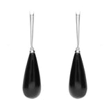 Sterling Silver Whitby Jet Tapered Bomb Drop Earrings E1426