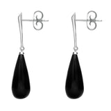 Sterling Silver Whitby Jet Tapered Bomb Drop Earrings E1426