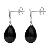 Sterling Silver Whitby Jet Tapered Top Pear Drop Stud Earrings E1487 side