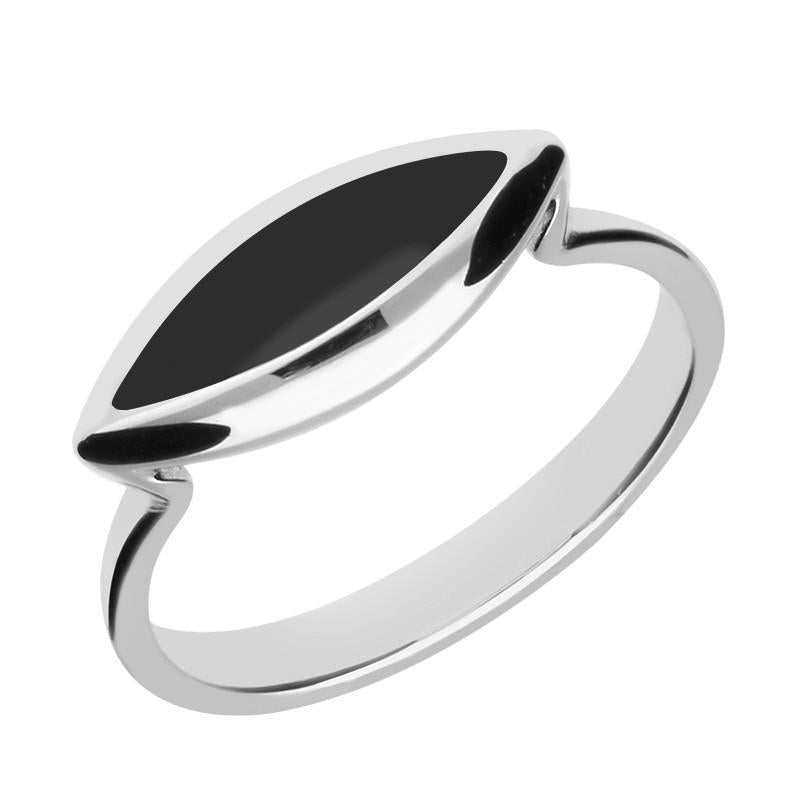 Sterling Silver Whitby Jet Toscana Side Marquise Ring R513