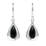 Sterling Silver Whitby Jet Wide Edge Pear Two Piece Set. S038