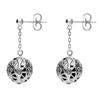 Sterling Silver Whitby Jet and Marcasite Sphere Cage Drop Earrings E1722 side