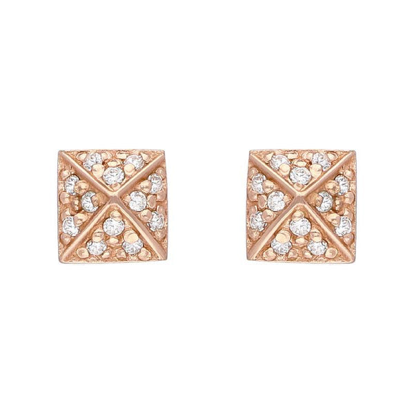 Sylva Sterling Silver Rose Gold Vermeil Square Sectioned Stud Earrings CHO-111
