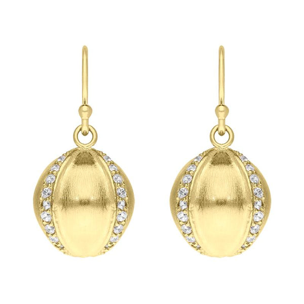 Sylva Sterling Silver Yellow Gold Vermeil Pave Ball Drop Earrings CHO-056
