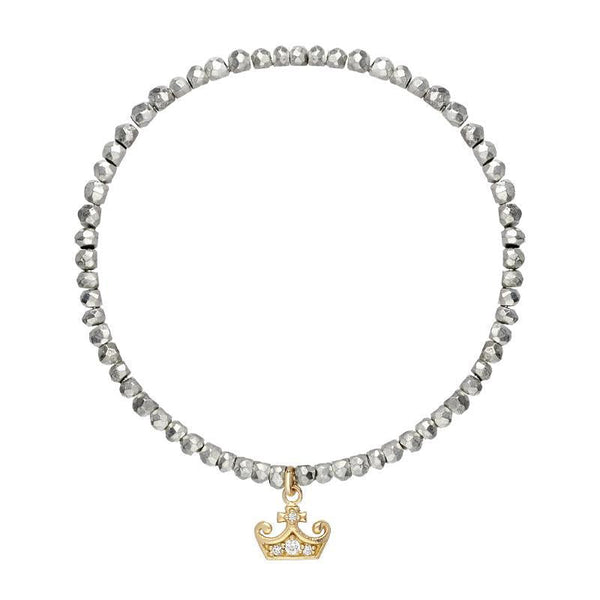 Sylva Sterling Silver Yellow Gold Vermeil Crown Bead Bracelet CHO-038