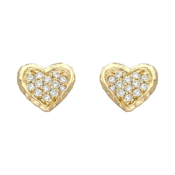 Sylva Sterling Silver Yellow Gold Vermeil Pave Heart Earrings CHO-023