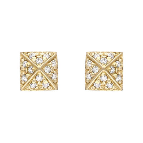 Sylva Sterling Silver Yellow Gold Vermeil Square Sectioned Stud Earrings CHO-110