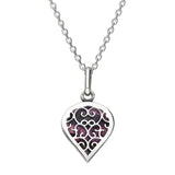 Sterling Silver Blue John Flore Filigree Small Heart Necklace. P3629.